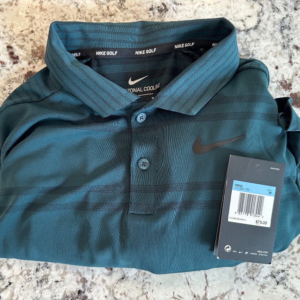 Tiger Woods TW Nike Mens Golf Shirt (Green) - MEDIUM - MSRP $75 - NEW